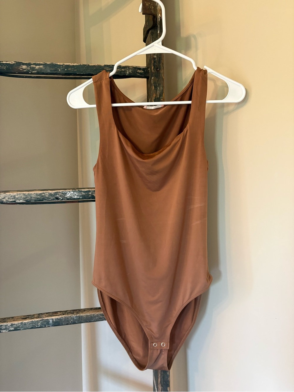 edge Brown Sleeveless Draped Neck Bodysuit